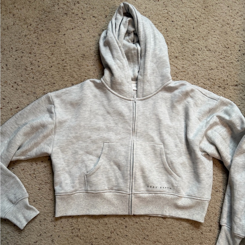 Cozy Earth Cityscape cropped full zip